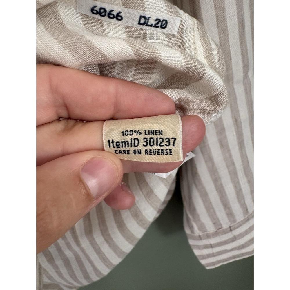 L.L.Bean Womens L Regular Striped Long Sleeve Button-Up Point Collar Linen White - Picture 5 of 6